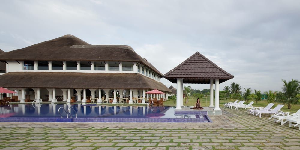 Le Pondy swimming pool beside the restaurant and resort